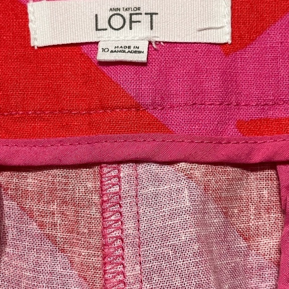 Ann Taylor Loft The Riviera Short Pink Red Linen Cotton Blend Flat Front Chino - Picture 9 of 9
